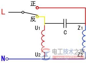 单相异步电动机原理与主副绕组的接线图