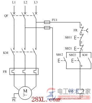 电动机两地控制电气原理图