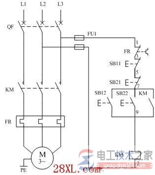 电动机两地控制电气原理图