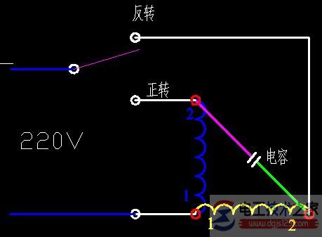 单相电机正反转的接线图